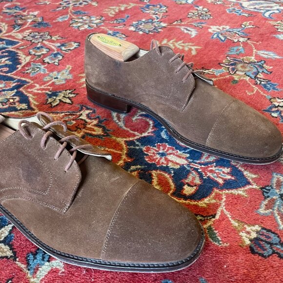 Bruno Magli Mens 11 1/2  D Irwin Cocoa Brown Suede shoes, very good! main image 5